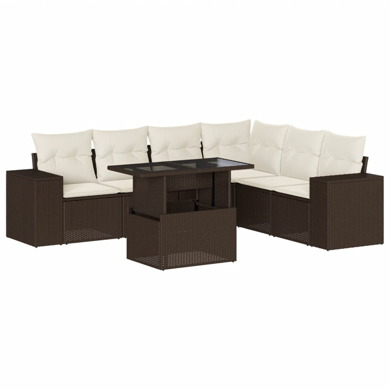 Ensemble de canapé de jardin Vidaxl brun, blanc crème