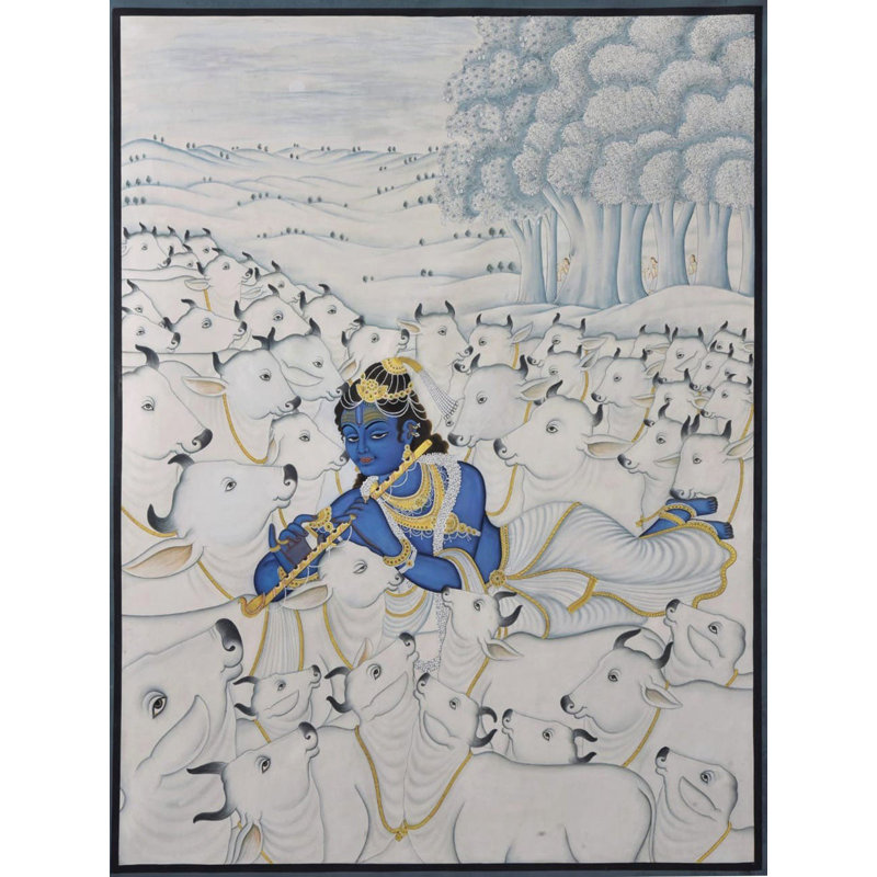 «Lord Krishna with Vaches», art Pichwai | Par Dheeraj Munot