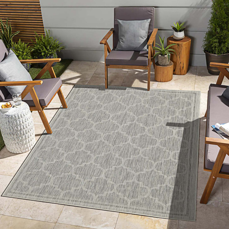 Trellis Patterned Indoor/Outdoor Area Rug, Rectangle 7'10" x 10'3"
