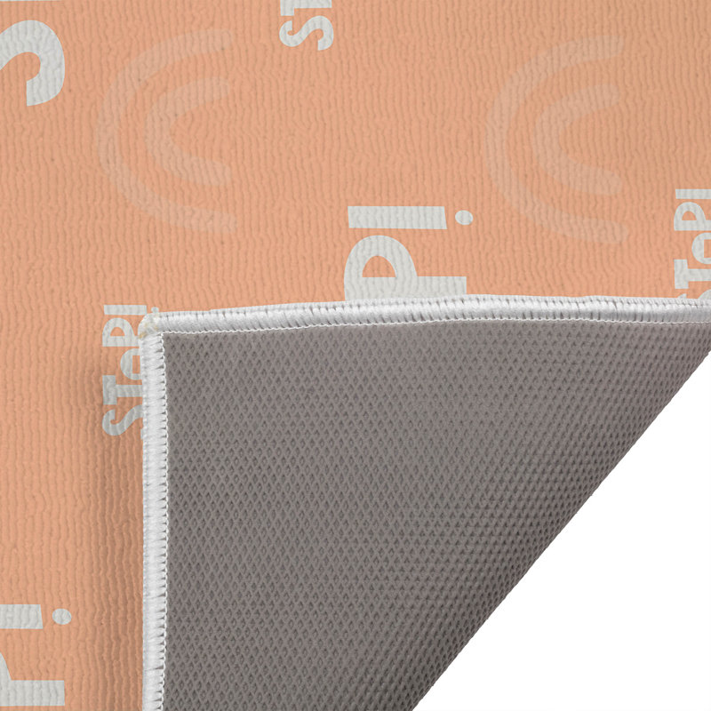 Tapis de toilette rectangulaire absorbant et antidérapant Arrêt, L 24 po x L 17 po, Pêche / orange / ivoire