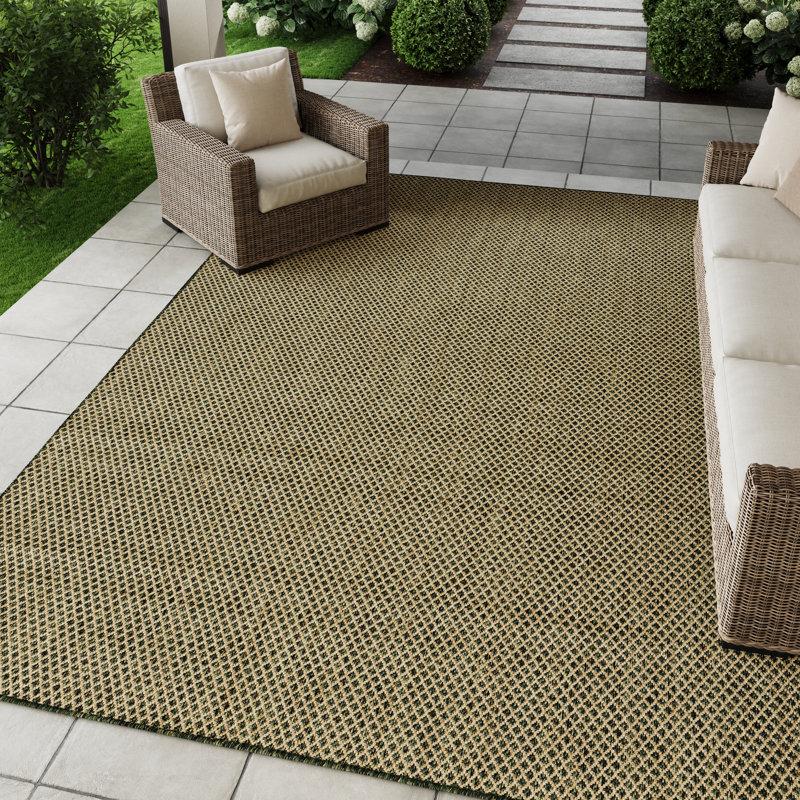 Hartigan Green Modern Indoor/Outdoor Rug, Rectangle 9' x 12'
