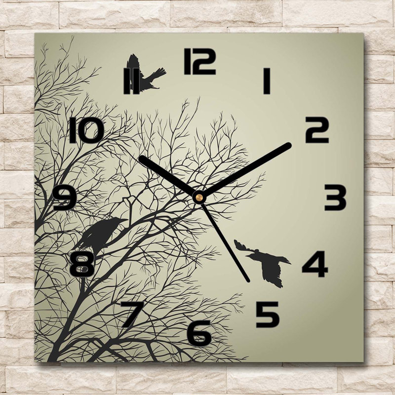 Iestyn Glass Wall Clock, Black/Taupe