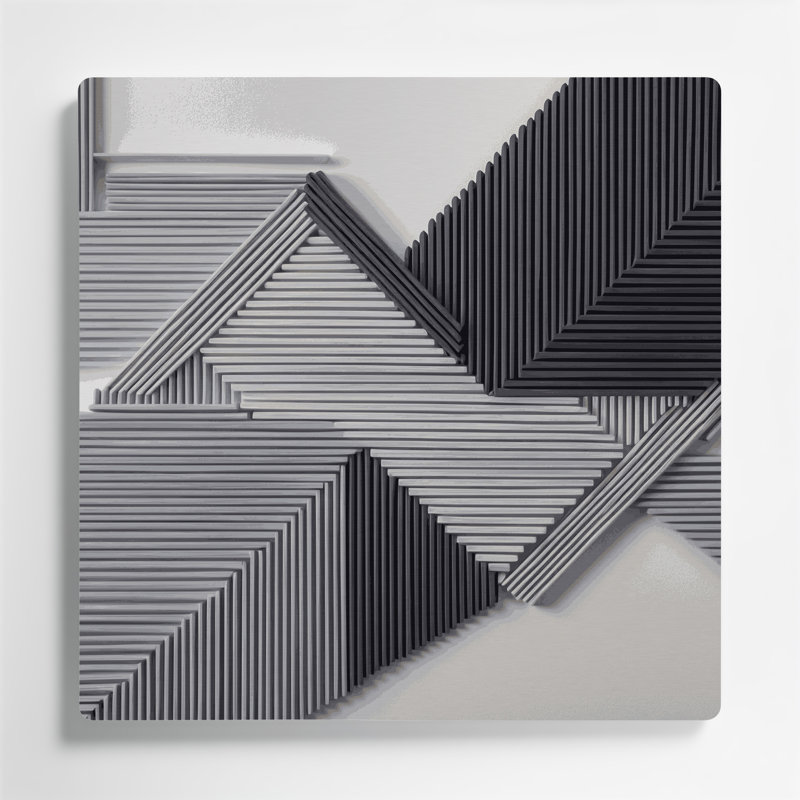 Geometric Abstraction 23 Grey Metal Wall Art, 16" H x 16" W