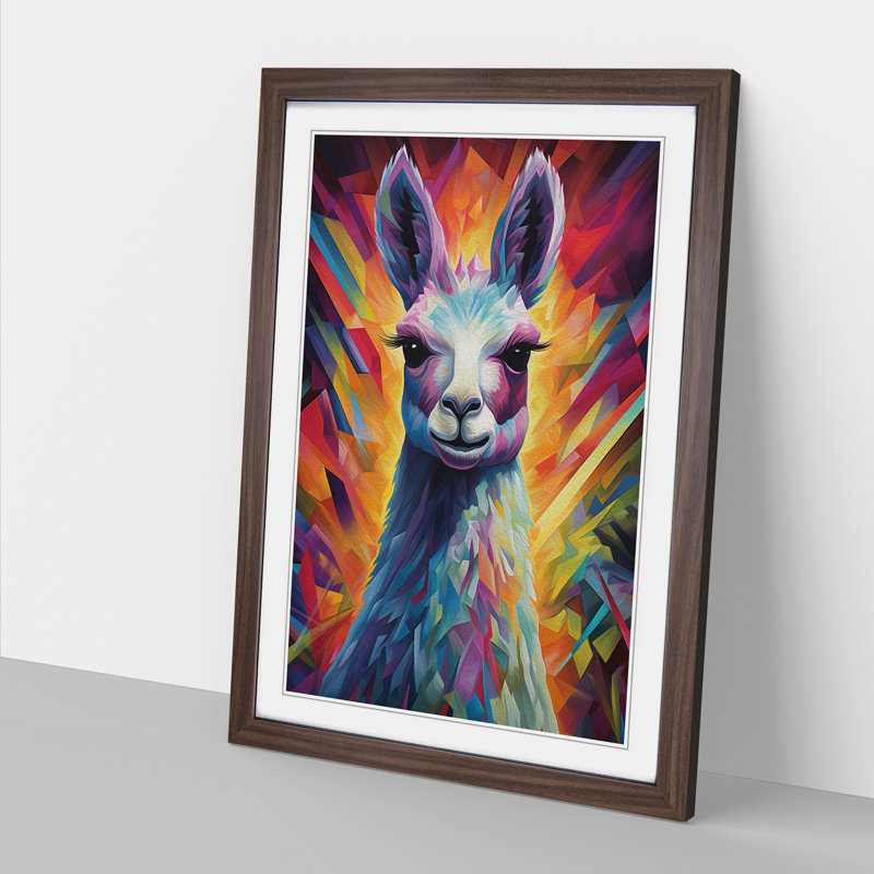 Llama Orphism - Framed Print, 34cm H x 25cm W x 2cm D, Walnut Framed