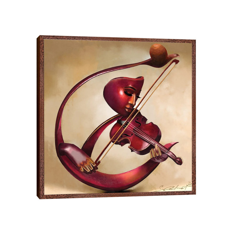 Ethereal Strings 1 Piece Painting on Canvas, 66.04cm H x 66.04cm W x 3.81cm D, Classic Brown Wood Floater Framed