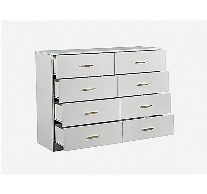 Commode blanche moderne à 8 tiroirs - Tiroirs spacieux, robustes et sécuritaires