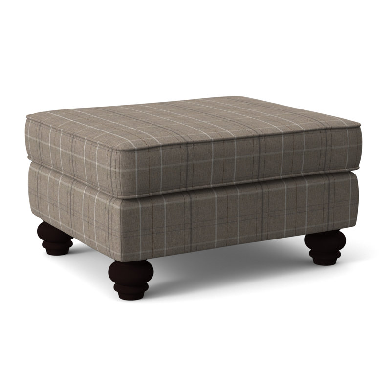 Lowell Upholstered Ottoman, Taupe Plaid; 0126-73, Mineral