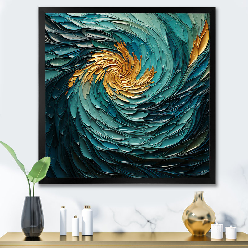 Majestic Motion Teal Spiral III - Abstract Spirals, reproduction d'art mural_106113, H 16 po x l 16 po x P 1 po