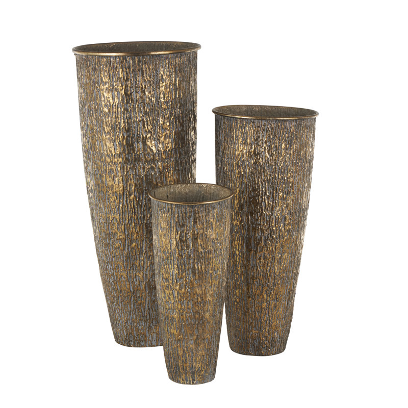 Cole And Grey Metal Tapered Textured Floor Abstract Vase With Gray Backing