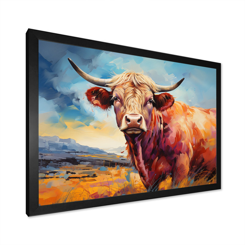 Vache, campagne, palette IV - impression, H 34 po x l 44 po x P 1,5 po, Cadre photo noir