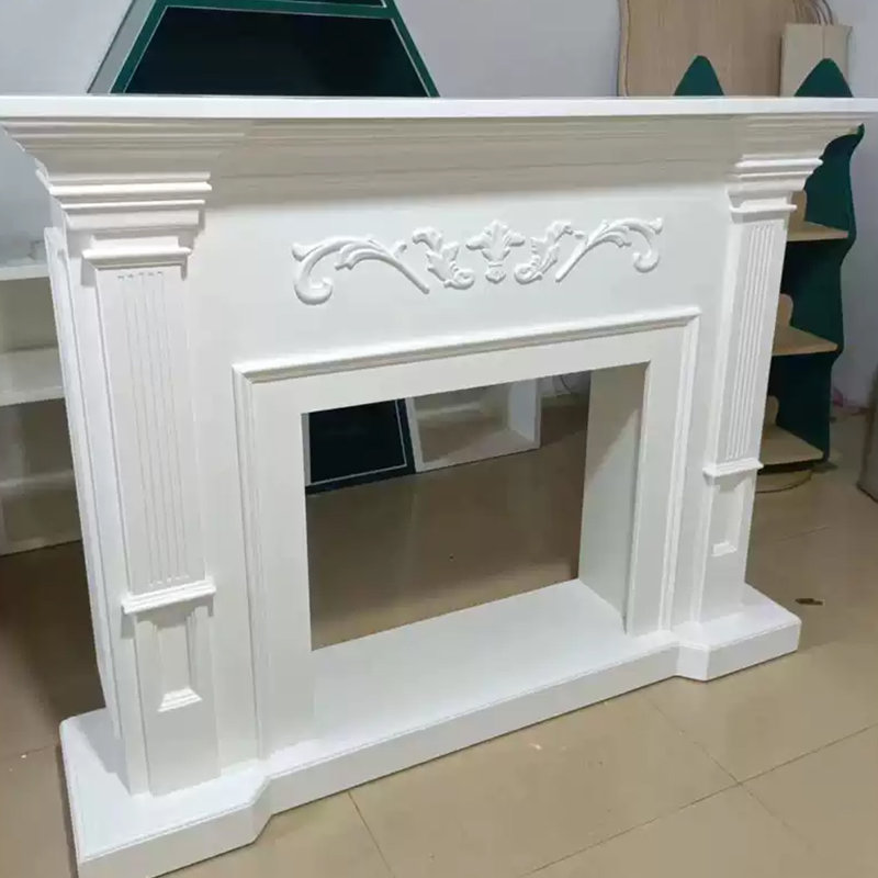 Black Solid Wood Freestanding Fireplace