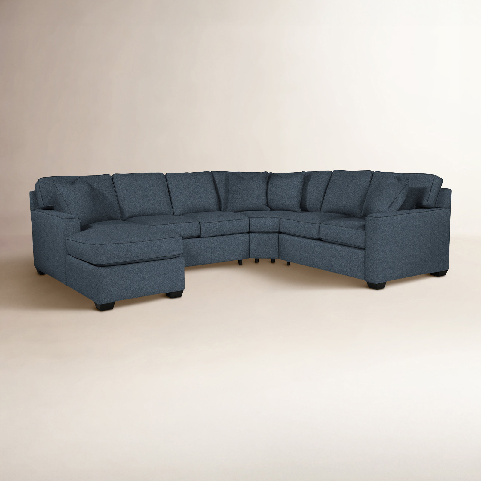 Frye Upholstered U-Sectional, Black, Right Hand Facing, Basic Blue; 0317-63