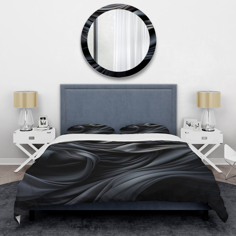 Ensemble de housse de couette à collages abstraits gris et apaisants II, Housse de couette pour grand lit et 2 taies décor