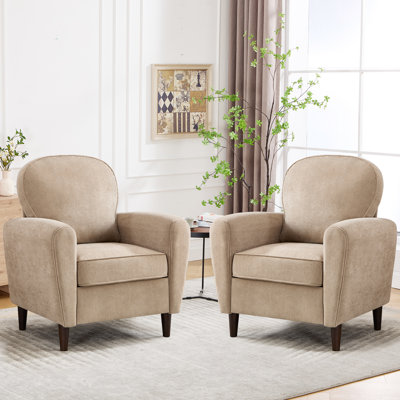 Upholstered  Armchair With Wood Legs