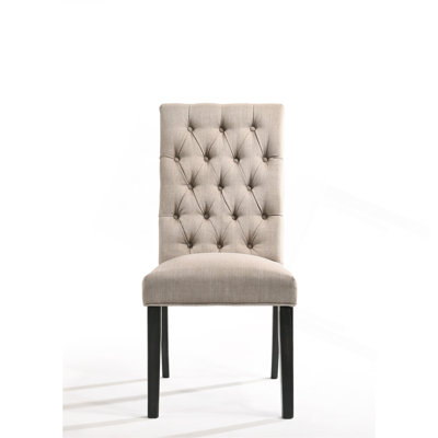 Ensemble de 2 chaises d'appoint Morland en lin brun clair et finition noire rétro