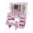 Light Pink Large Makeup Vanity Set With Lights, Usb & Power Outlet,9 Drawers-798215016