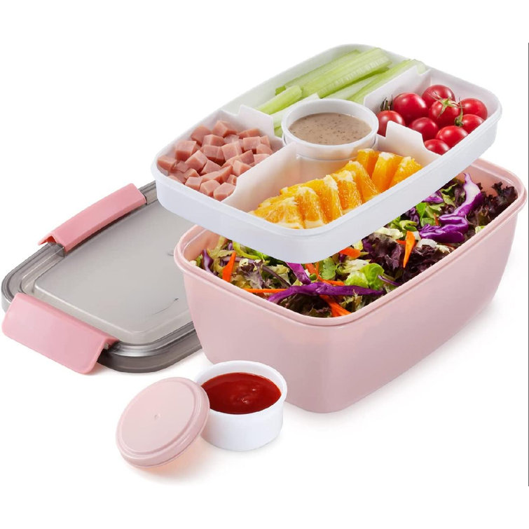 Browse Free HD Images of A Tupperware Lunch Box Separates Salad Ingredients