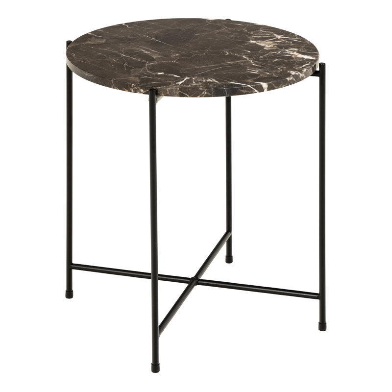Side Table with Marble Top 42x45cm, Brown Marble