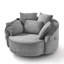 Fauteuil d'appoint rond en velours côtelé 360 ° avec 5 coussins décoratifs et support de téléphone réglable-123038228