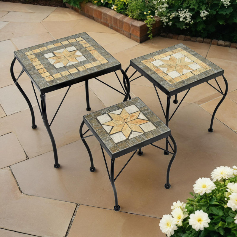 BRAVA 3 Piece Low SQUARE Plantstand Set