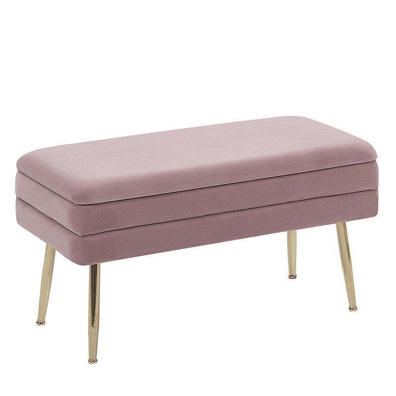 Gafford Upholstered Storage Bench, Pink, H43 x W79 x D37 cm