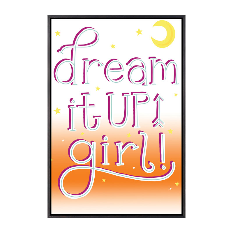 «Tween Dreamin III» par Richelle Garn - reproduction d'art textuel, H 26 po x l 18 po x 1,5 po, Toile avec cadre noir patiné