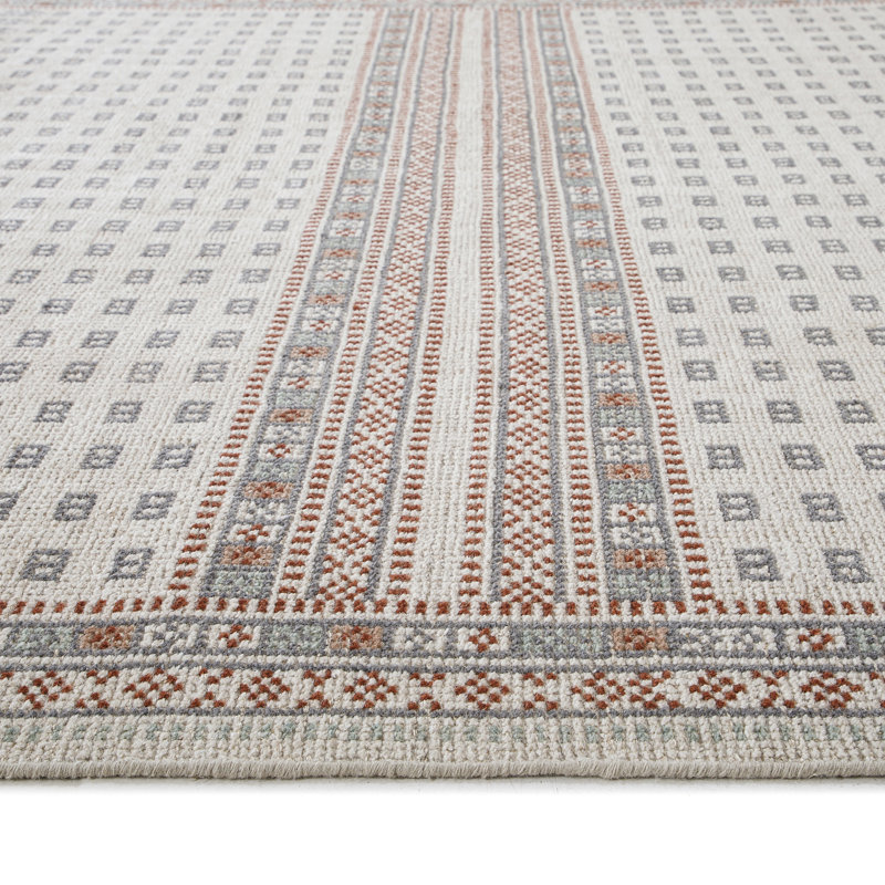 Ivory and Brown Hand-Knotted Wool Cotton 5' x 8' Rug