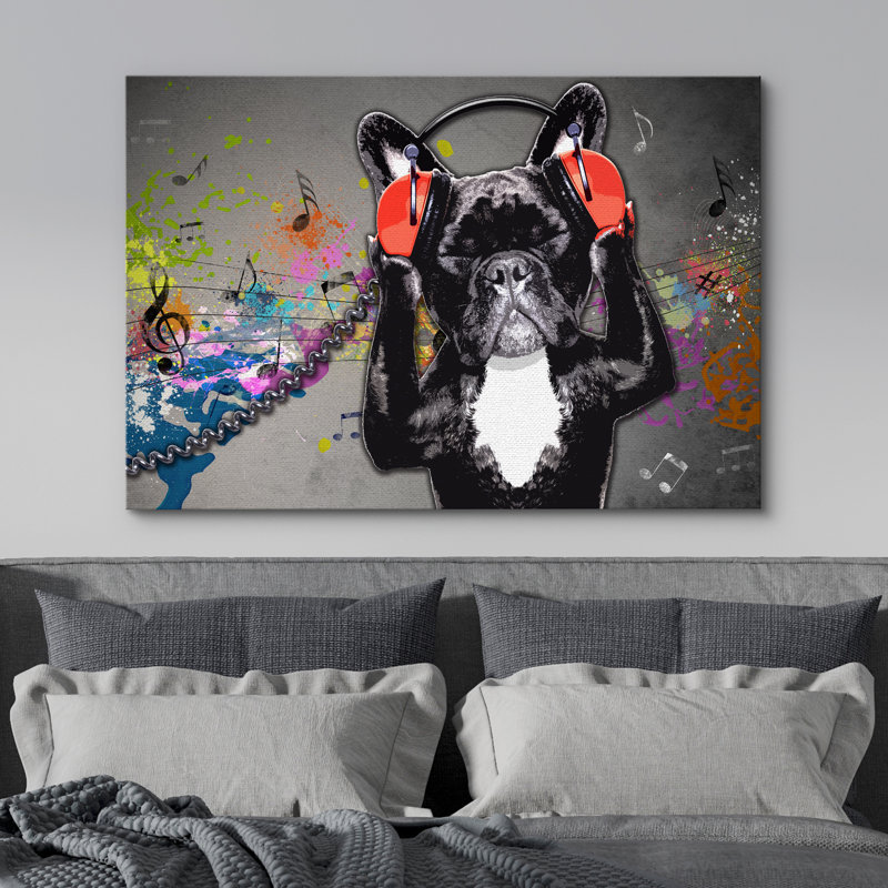 «Dog Listening To Music», impression sur toile