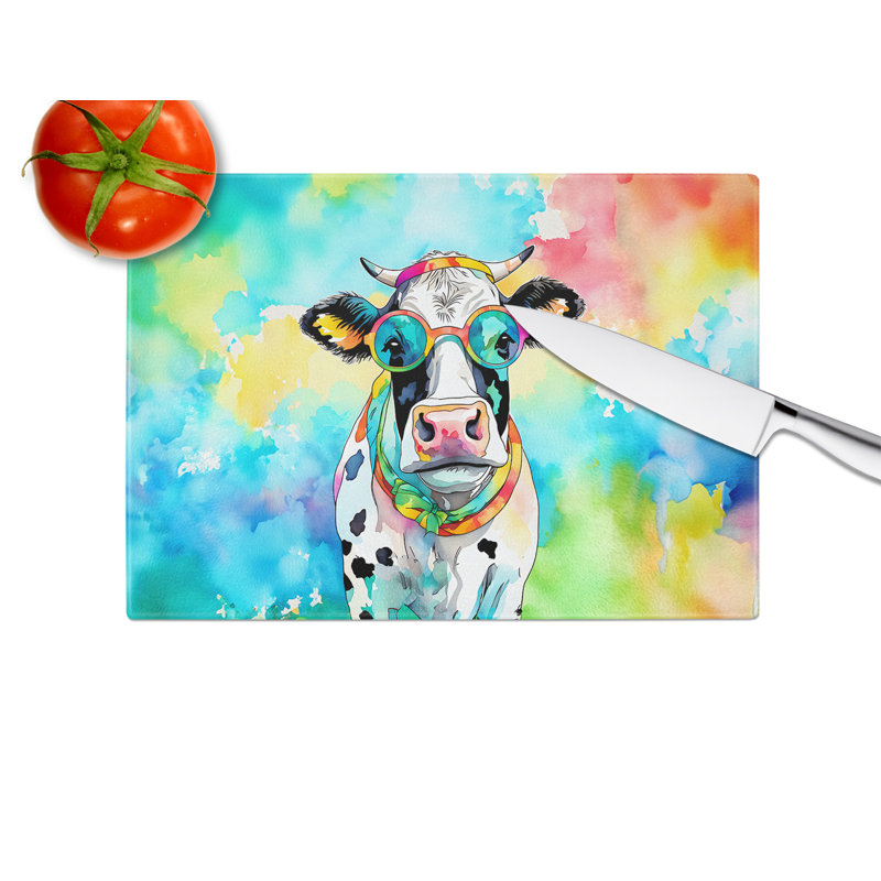 Planche à découper en verre Hippie Animal Cow