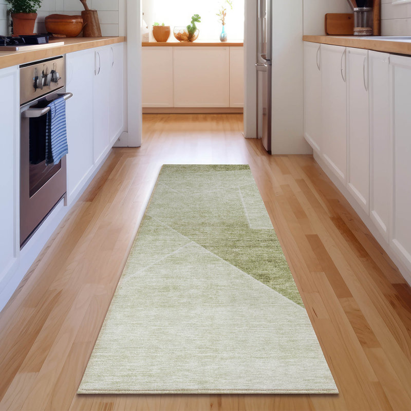 Tapis sauge de qualité supérieure Prisco, Tapis de couloir 2 pi 3 po x 7 pi 6 po