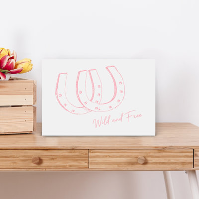 Horseshoe Wild and Free Pink Bold Contemporary Minimalist Coastal Architecture Wall Art Print 1 Piece Wrapped Canvas Wall Art