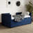 Dark Blue Twin Daybed With Trundle And 3 Built - In Storage Drawers, Modern Design For Living Or Guest Areas Apartments Space Saving Upholstered Pull Out Three Ideal Small Quarters-118953230
