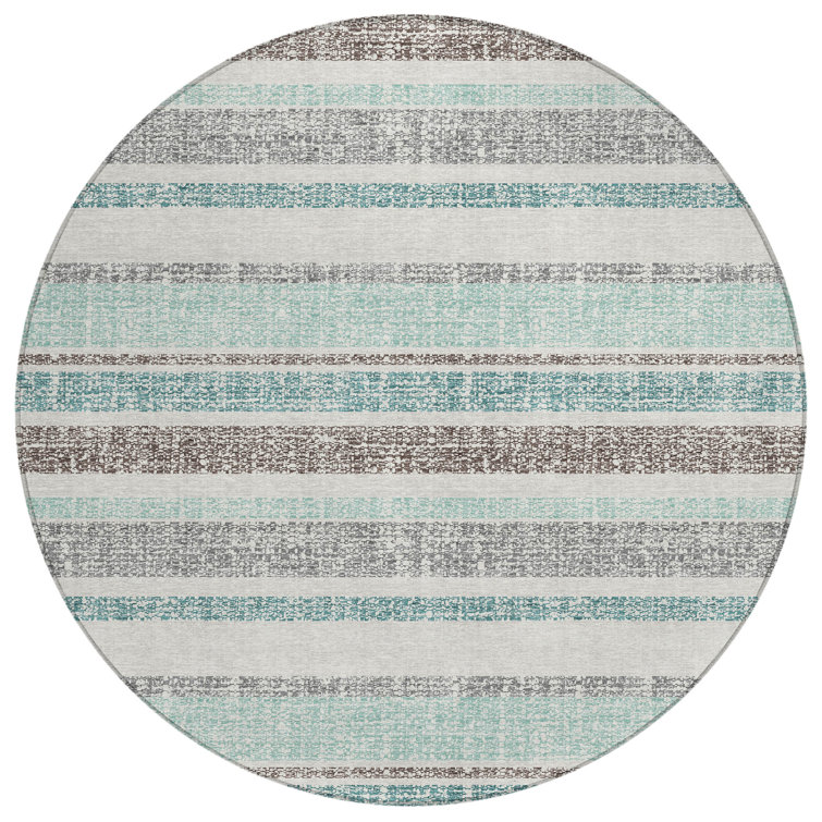 Machine Washable Indoor/Outdoor Xhevrie Teal Rug