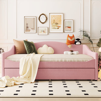 Lit de jour rembourré avec couchette en rose