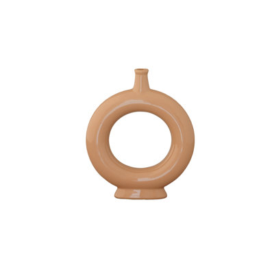 Ceramic Ring Vase Gloss Finish Peach