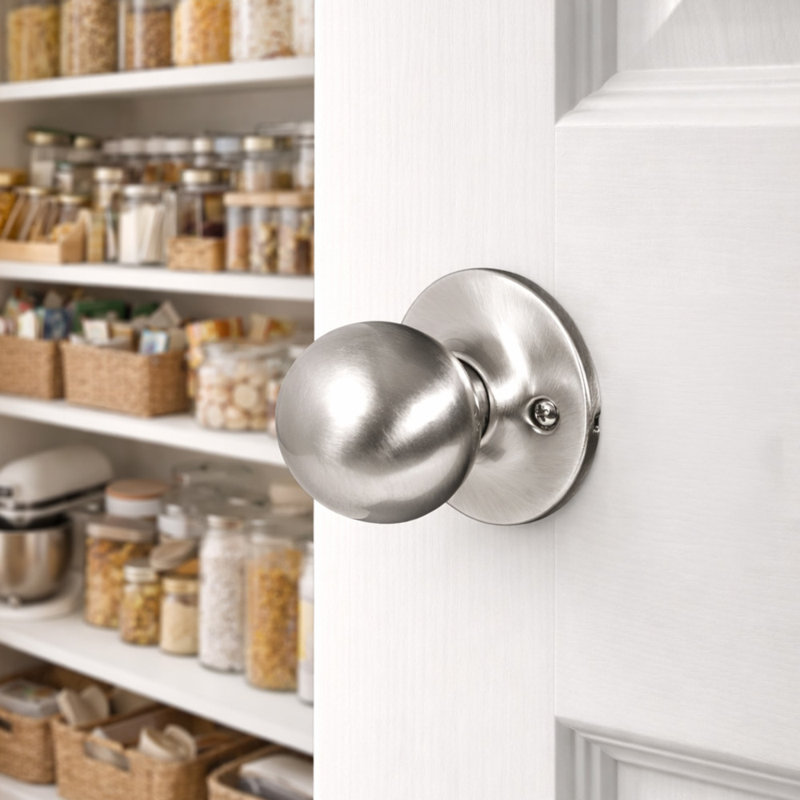 Faux bouton de porte en laiton poli Ball, Nickel satiné