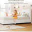 Structure de lit pour enfants avec tête de lit tapissier, lit plateforme robuste à profil bas avec tissu bouclé doux, lattes en bois robustes-284107933-284107932