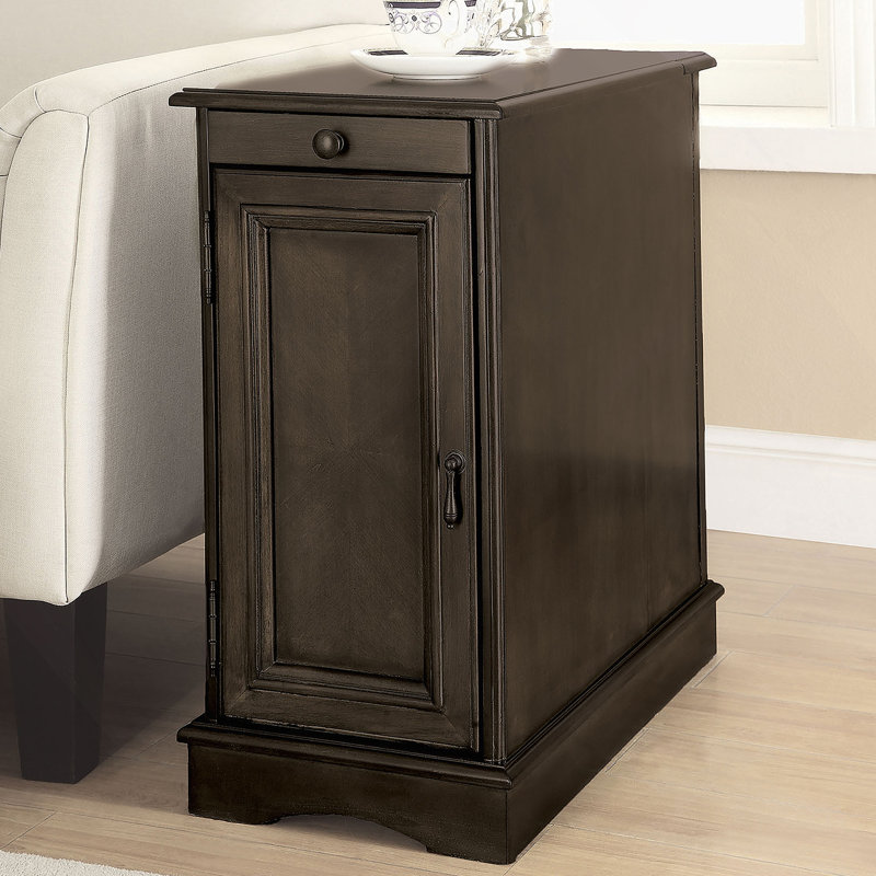 Porte-gobelet escamotable transitionnel pour armoire de table d'appoint avec prise USB intégrée, gris, Gris