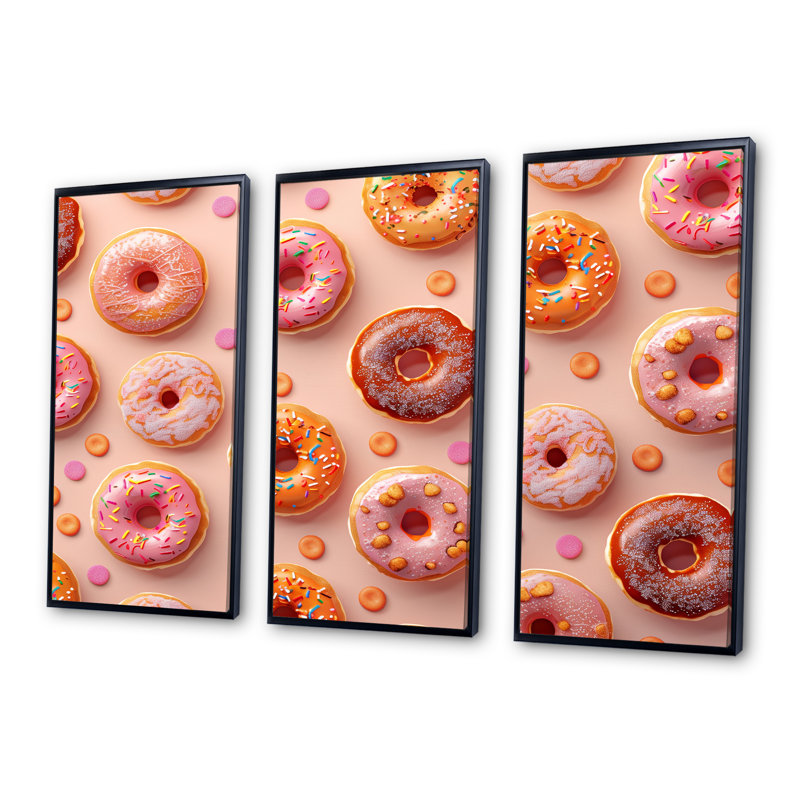 «Fun Donuts», H 28 po x l 36 po x P 1 po, Toile avec cadre flottant noir