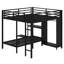 Structure de lit superposé avec garde-robe intégrée et bureau pliable