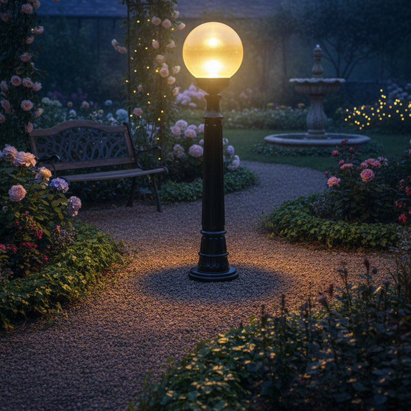 Lampadaire extérieur d'extérieur noir avec abat-jour en acrylique