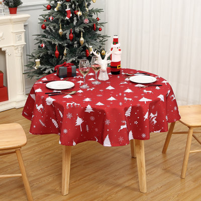 Nappe de Noël, nappe d'hiver lavable avec imprimé d'étoiles blanches et de sapins, décoration saisonnière pour les fêtes, les pique-niques et les soupers