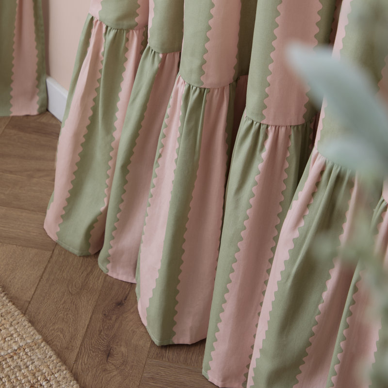 Room Darkening Curtain Panel Pair, Pink/Green, 168cm Width x 229cm Drop