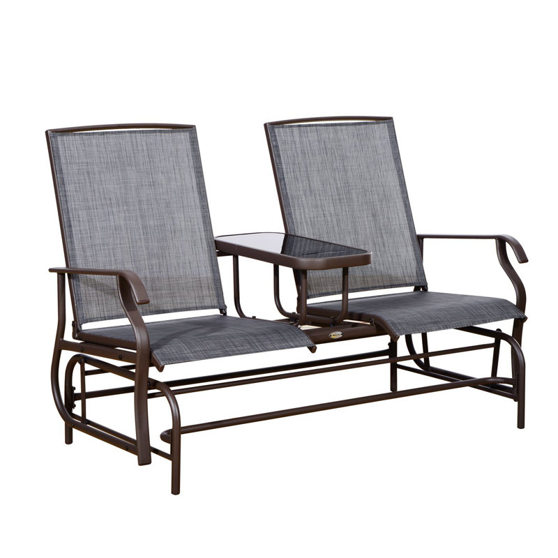 Chaise berçante d'extérieur en métal, Gris