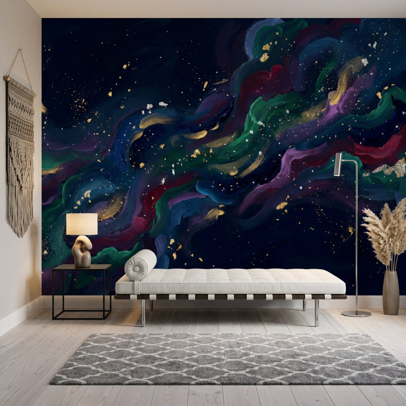 Papier peint abstrait galaxie nébuleuse, Texturé non collé, 160 po x 108 po