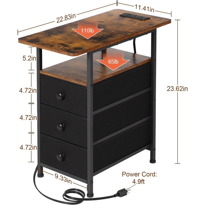 Table de chevet Ajayden, Brun