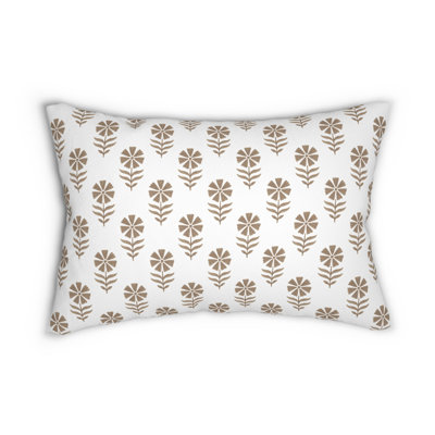 Block Print Inspired Floral Pillow Cover |  Aesthetic Throw Pillow With Pattern Design