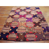 Hand Knotted Wool Geometric Area Rug in Multicolored