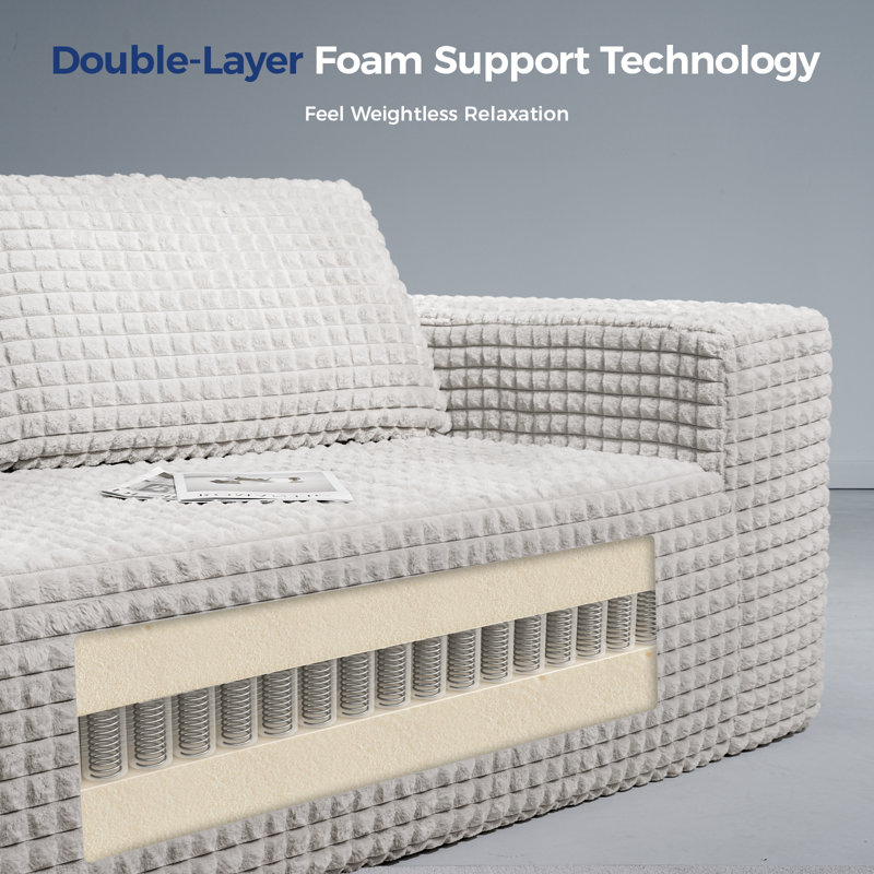 3 Seater Corduroy Sofa, Beige