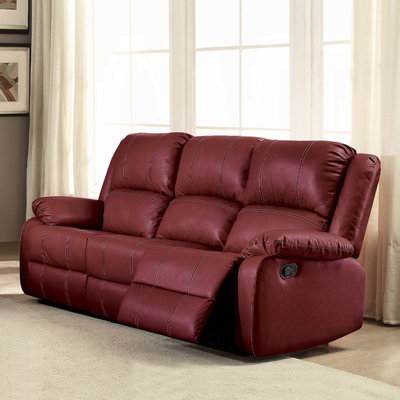 Synthetic Leather Upholstered Manual Motion Sofa
